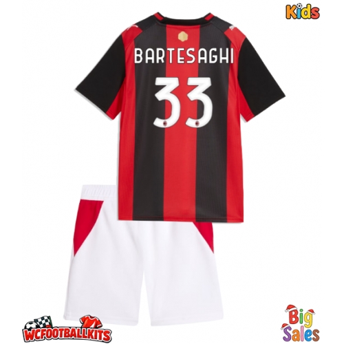 AC Milan Davide Bartesaghi #33 Replica Home Stadium Kit for Kids 2026-27 Short Sleeve (+ pants)